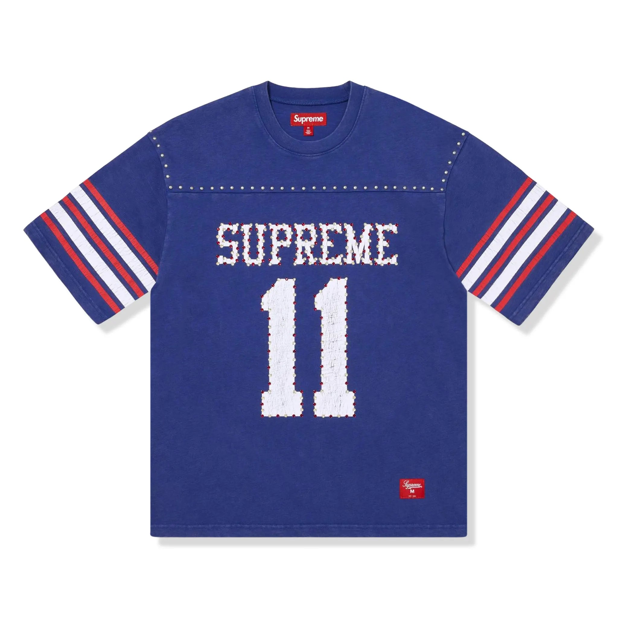 Front View of Supreme Studded Football Blue Top (SS26) SS26KN31-BLUE